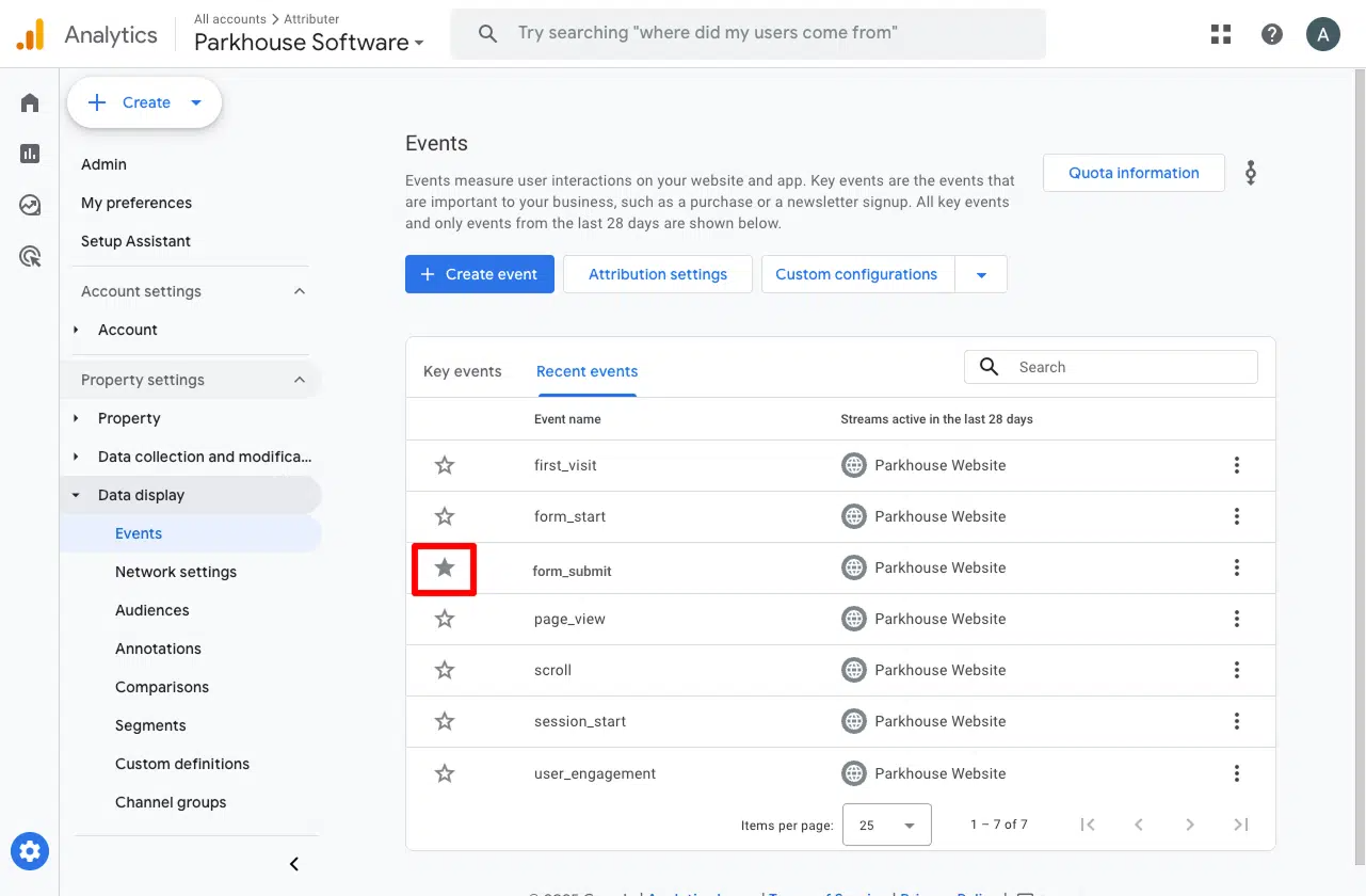 Mark form_submit as a Key Event in Google Analytics