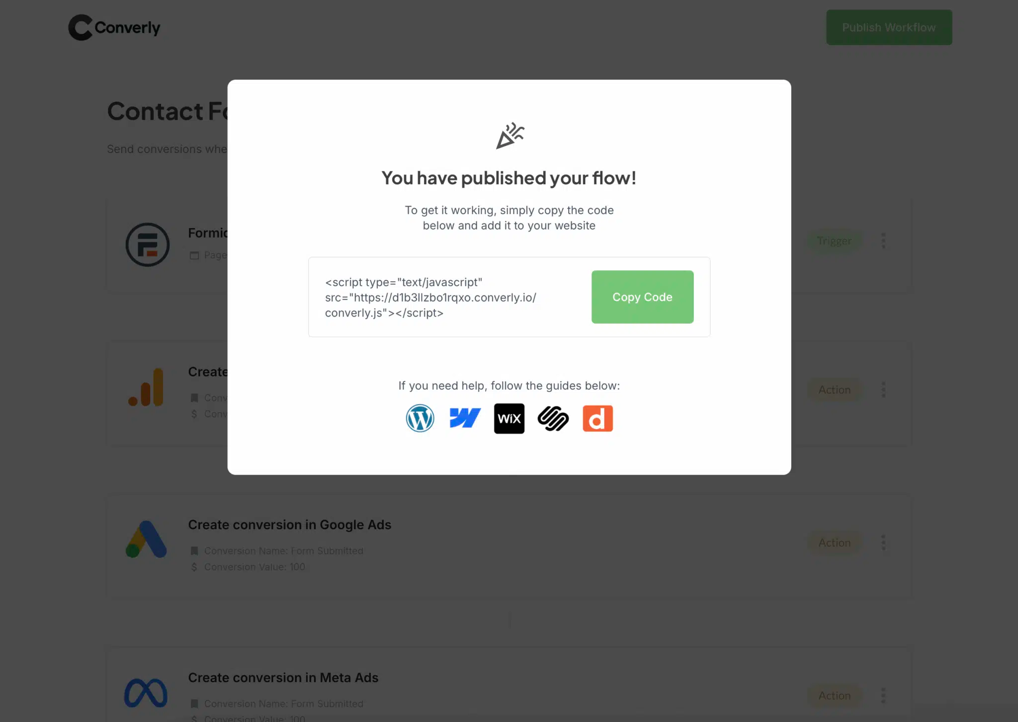 Get your Converly tracking code